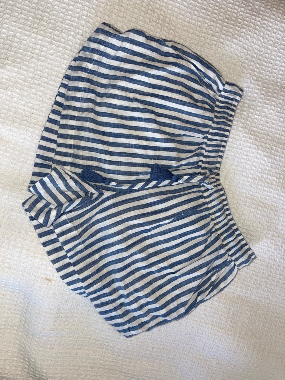 Striped Blue & White Linen-Feel Shorts